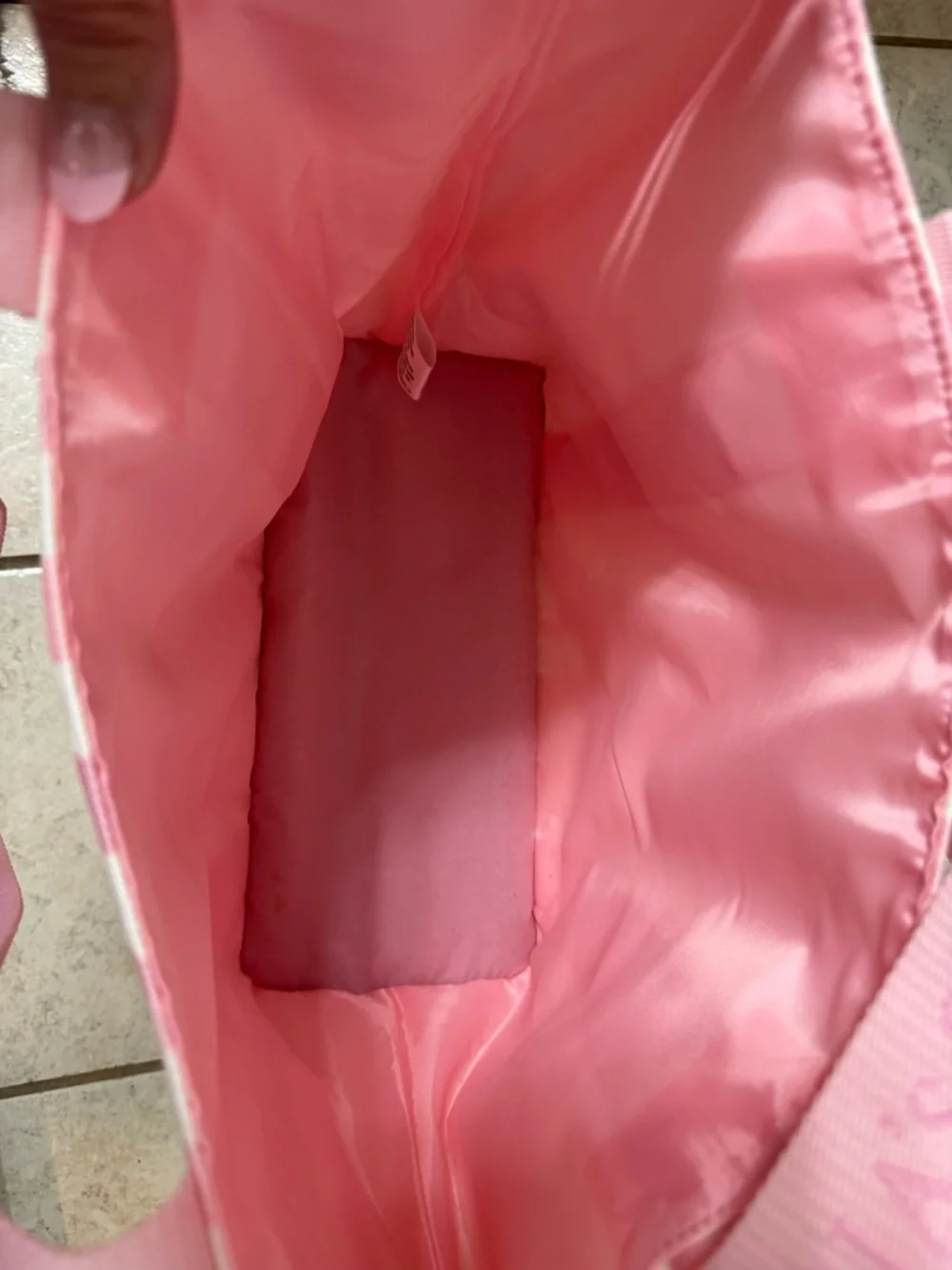 NWT Victoria's Secret Pink & White Striped Canvas Tote cooler on bottom half - Picture 4 of 6
